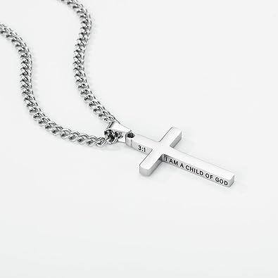 Stainless Steel Cross Necklace for Men Boys