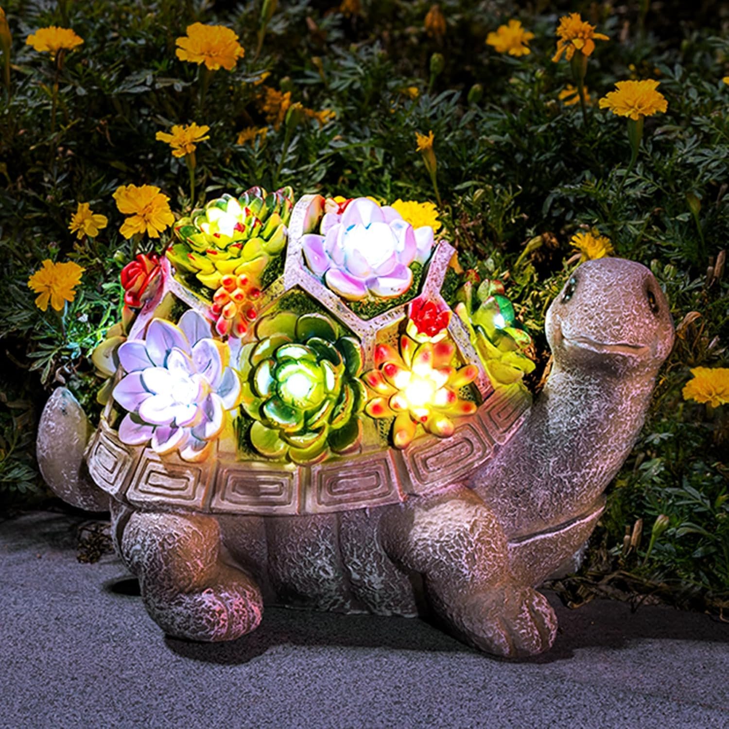 GIGALUMI 11.5 Inch Solar Garden Statues Turtle